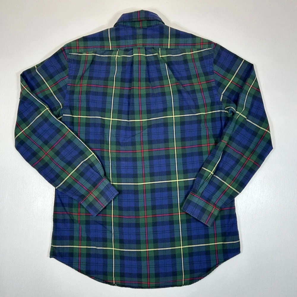 Polo Ralph Lauren Mens Plaid Button Down Shirt Navy Green Red Cotton Size M